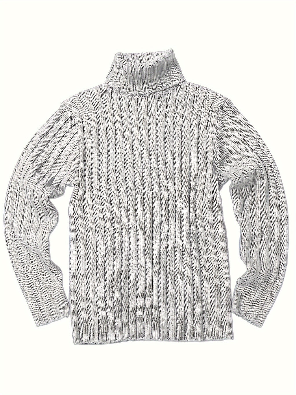 Mens Sweaters Turtleneck Cable Knitted Pullover Long Sleeve
