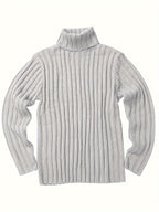 Mens Sweaters Turtleneck Cable Knitted Pullover Long Sleeve