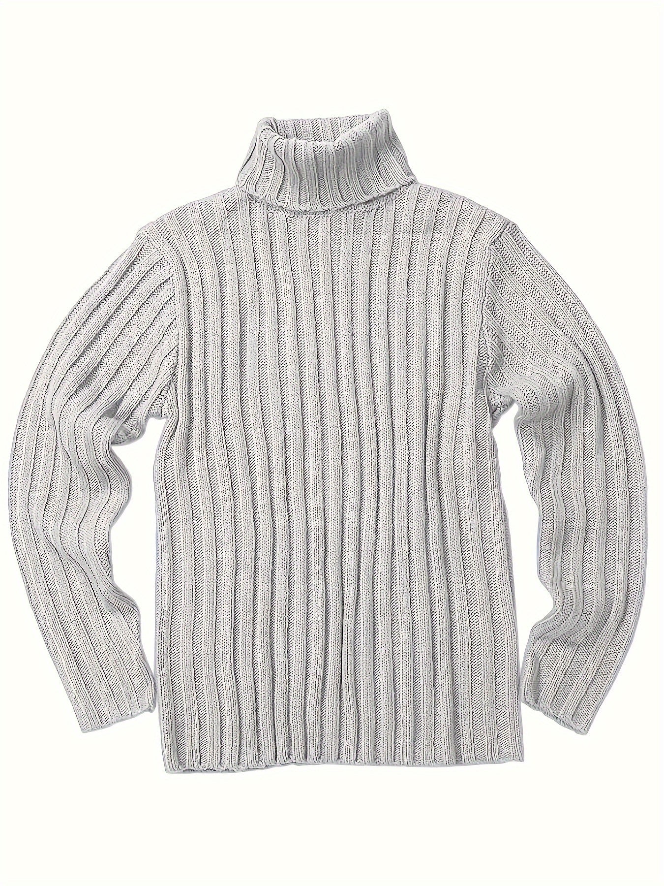 Mens Sweaters Turtleneck Cable Knitted Pullover Long Sleeve