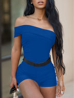 Off Shoulder Romper Without Belt, Sexy Backless Romper