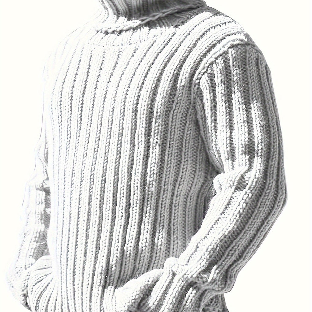 Mens Sweaters Turtleneck Cable Knitted Pullover Long Sleeve