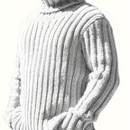 Mens Sweaters Turtleneck Cable Knitted Pullover Long Sleeve