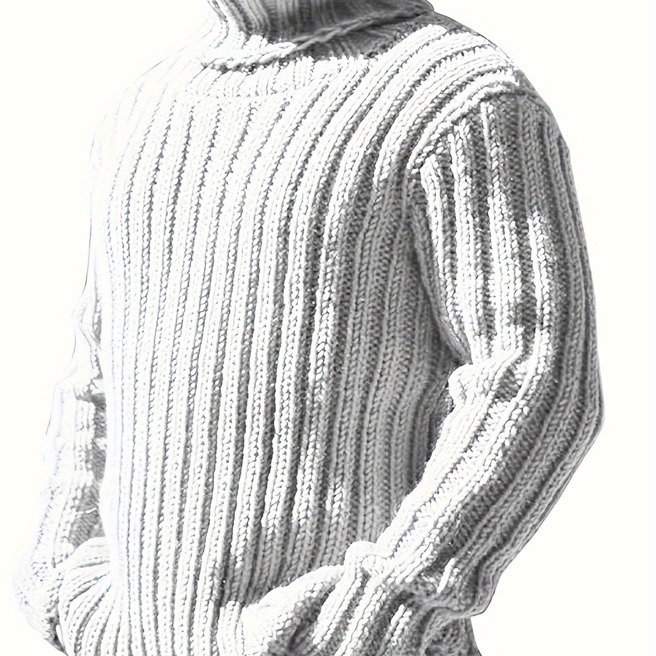Mens Sweaters Turtleneck Cable Knitted Pullover Long Sleeve