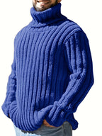 Mens Sweaters Turtleneck Cable Knitted Pullover Long Sleeve