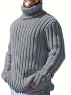 Mens Sweaters Turtleneck Cable Knitted Pullover Long Sleeve