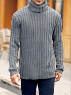 Mens Sweaters Turtleneck Cable Knitted Pullover Long Sleeve