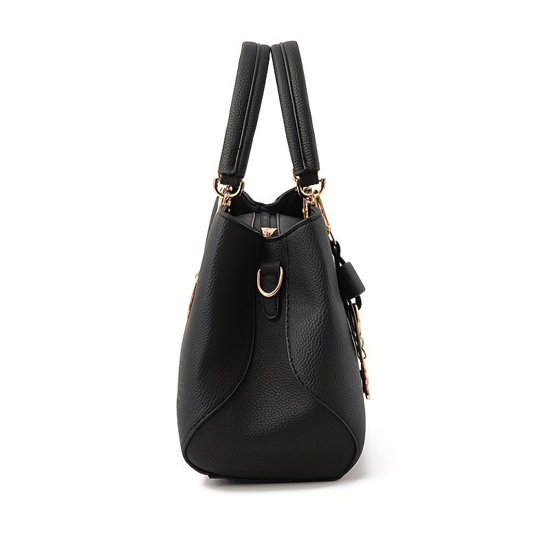 Fashion Women Larger Capacity Handbags PU Leather Shoulder Crossbody Bag Luxury Designer Vintage Ladies Top Handle Bag Bow Decor
