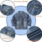 Girls Boys Jean Jacket for (4-14 Years Kids) Trendy Cozy Soft Ripped Denim Coat Casual Outerwear School Travel Teen Gift