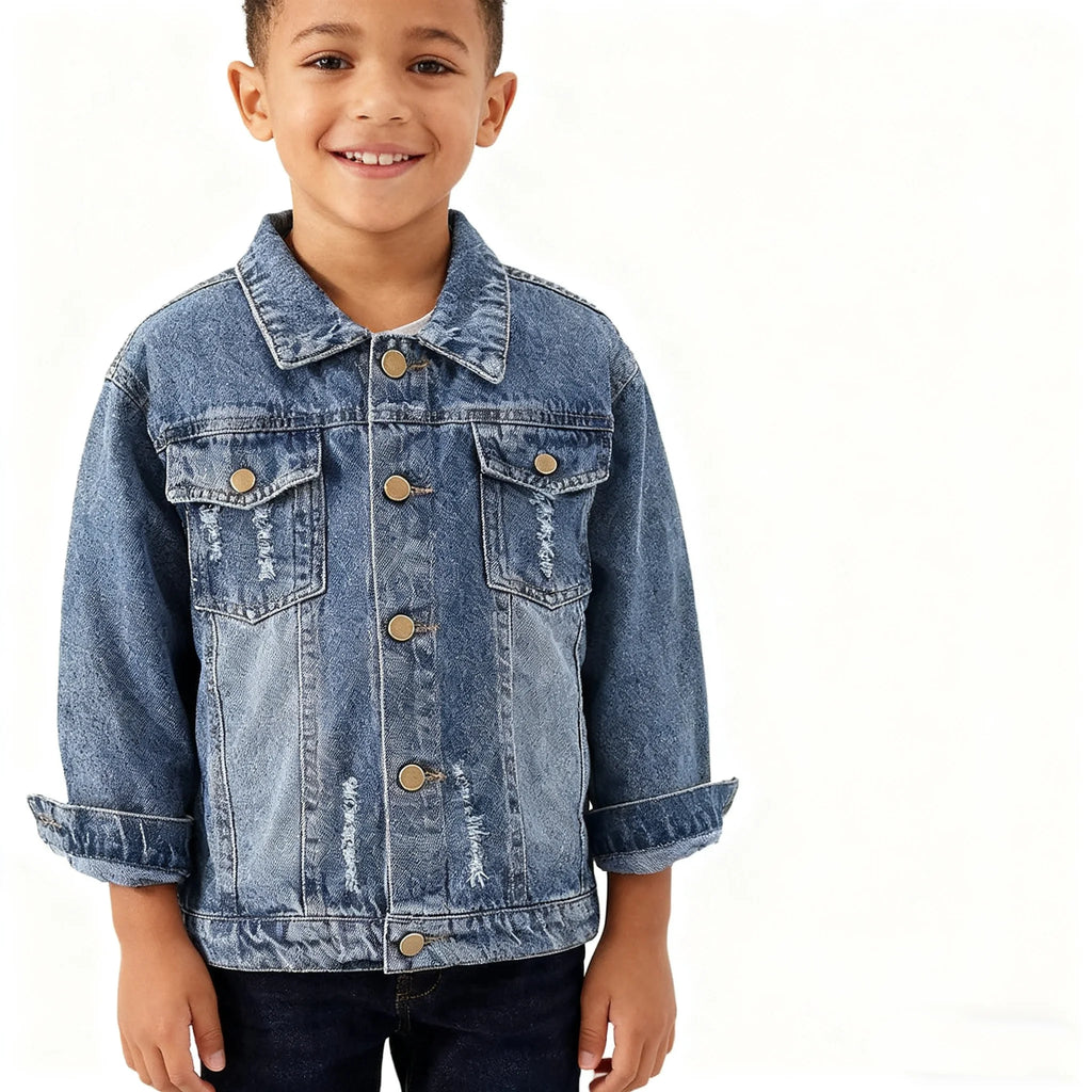 Girls Boys Jean Jacket for (4-14 Years Kids) Trendy Cozy Soft Ripped Denim Coat Casual Outerwear School Travel Teen Gift