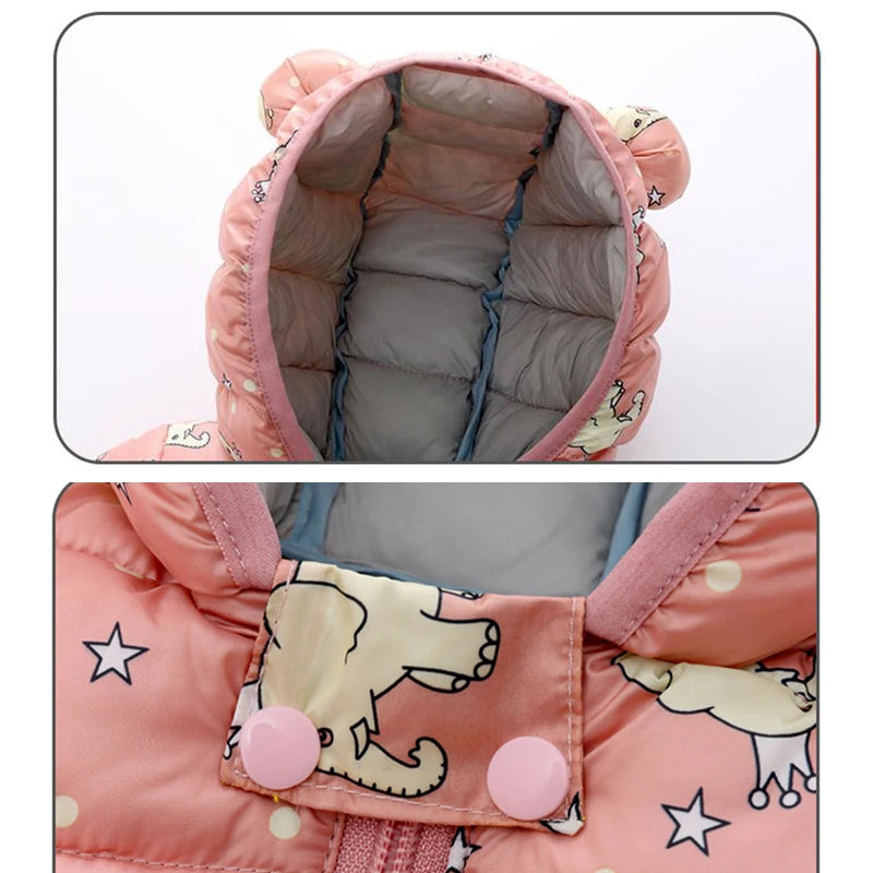 Baby Girls Hooded Down Jackets For Kids Coats Autumn Boys Cartoon Warm Jacket Coat Jacket Toddler Girl Zipper Jacket Outerwear