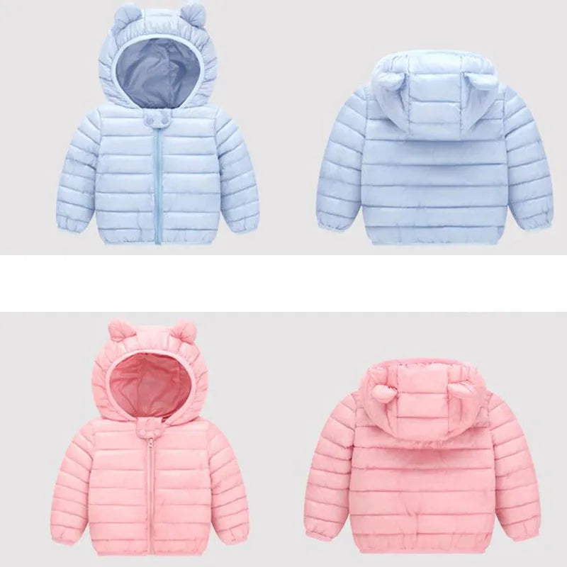 Baby Girls Hooded Down Jackets For Kids Coats Autumn Boys Cartoon Warm Jacket Coat Jacket Toddler Girl Zipper Jacket Outerwear