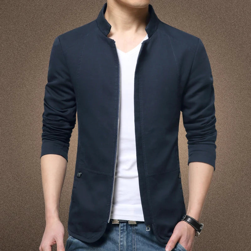 Mens Jacket Fashion Standing Collar Jackets Size M-5XL Solid