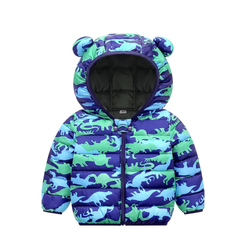 Baby Girls Hooded Down Jackets For Kids Coats Autumn Boys Cartoon Warm Jacket Coat Jacket Toddler Girl Zipper Jacket Outerwear