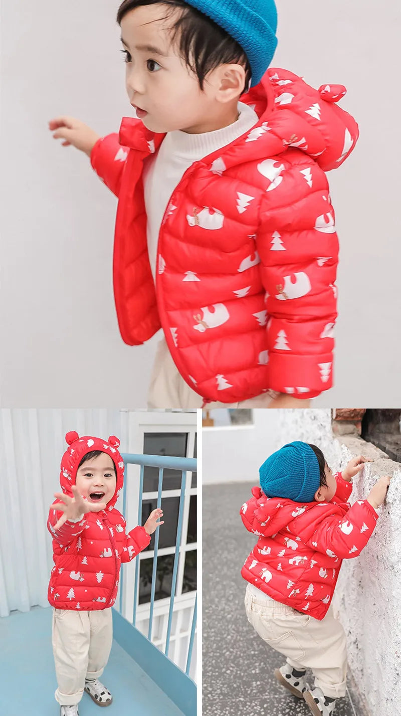 Baby Girls Hooded Down Jackets For Kids Coats Autumn Boys Cartoon Warm Jacket Coat Jacket Toddler Girl Zipper Jacket Outerwear