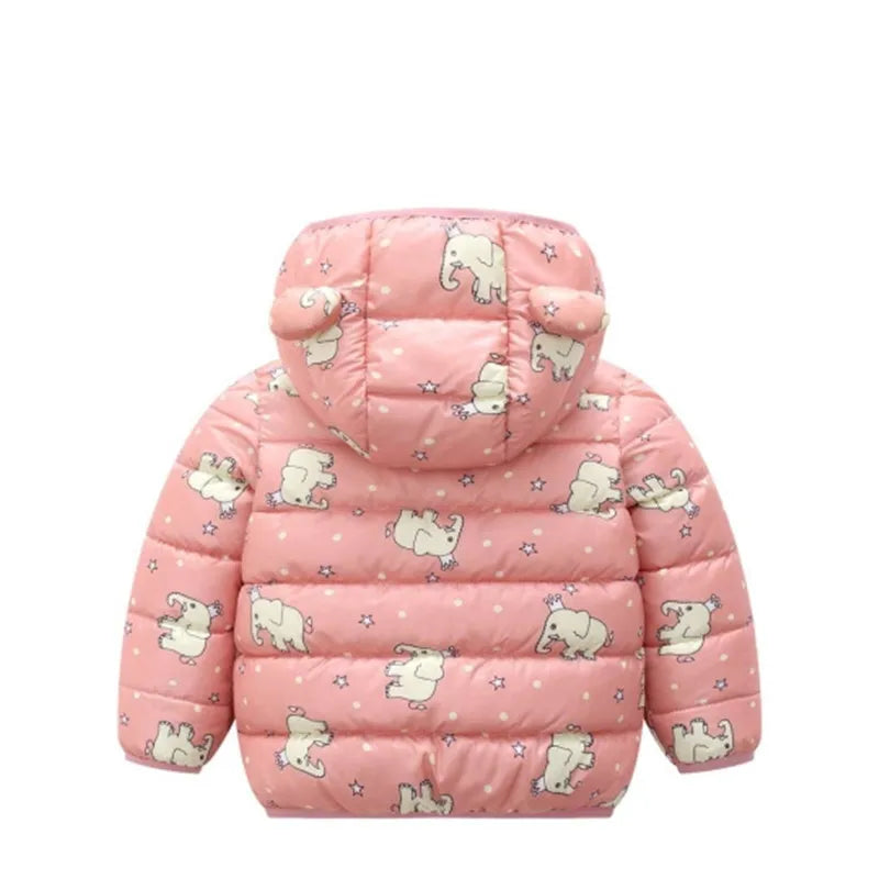 Baby Girls Hooded Down Jackets For Kids Coats Autumn Boys Cartoon Warm Jacket Coat Jacket Toddler Girl Zipper Jacket Outerwear