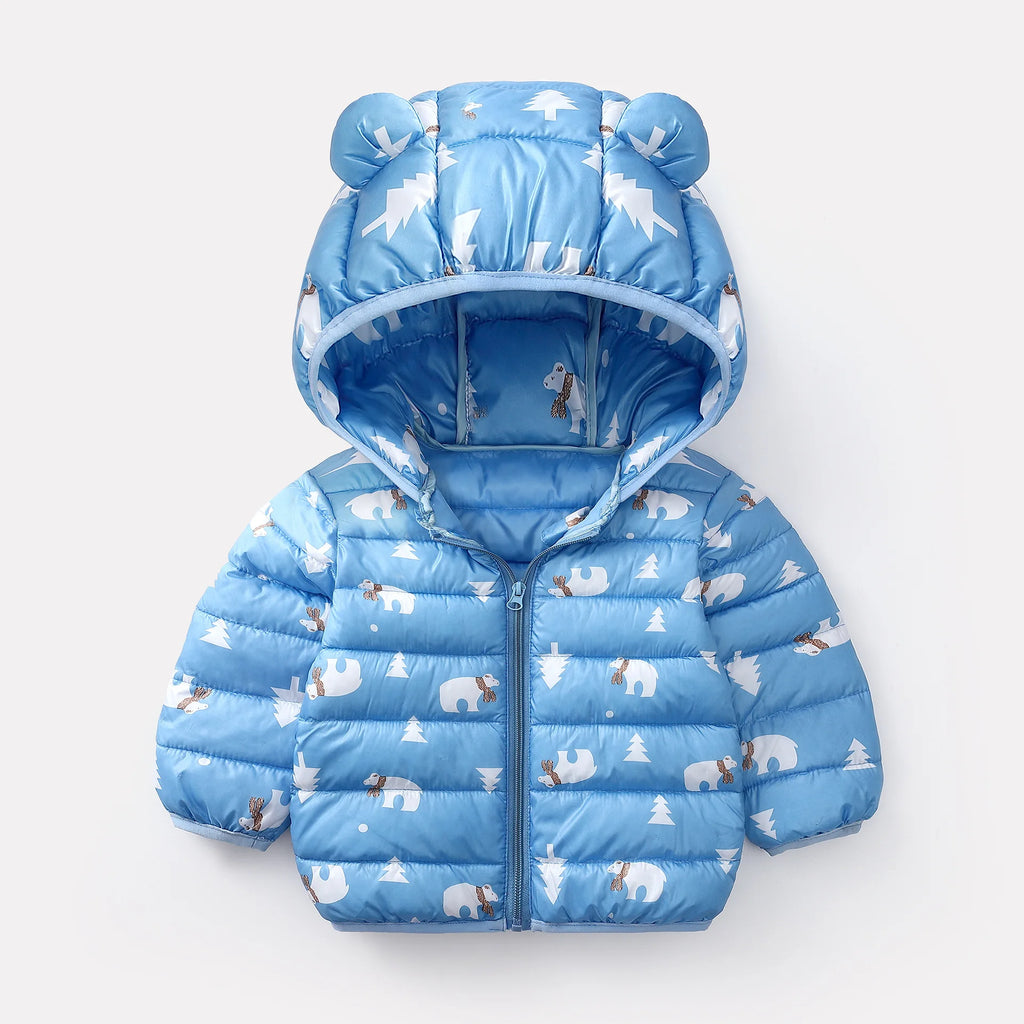 Baby Girls Hooded Down Jackets For Kids Coats Autumn Boys Cartoon Warm Jacket Coat Jacket Toddler Girl Zipper Jacket Outerwear