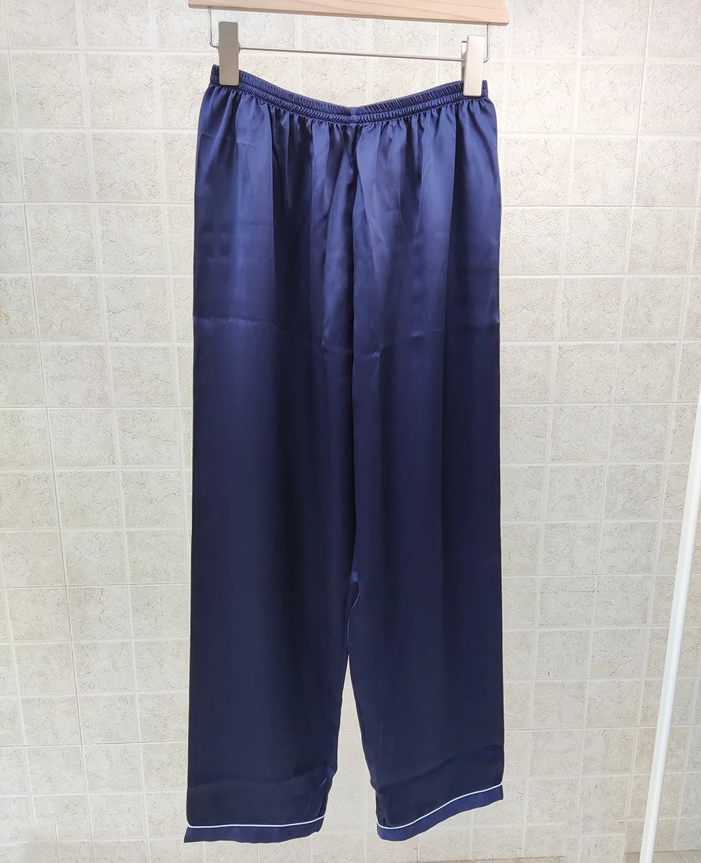 Men's 100% Real Silk Pajamas Set for Men Sleepwear