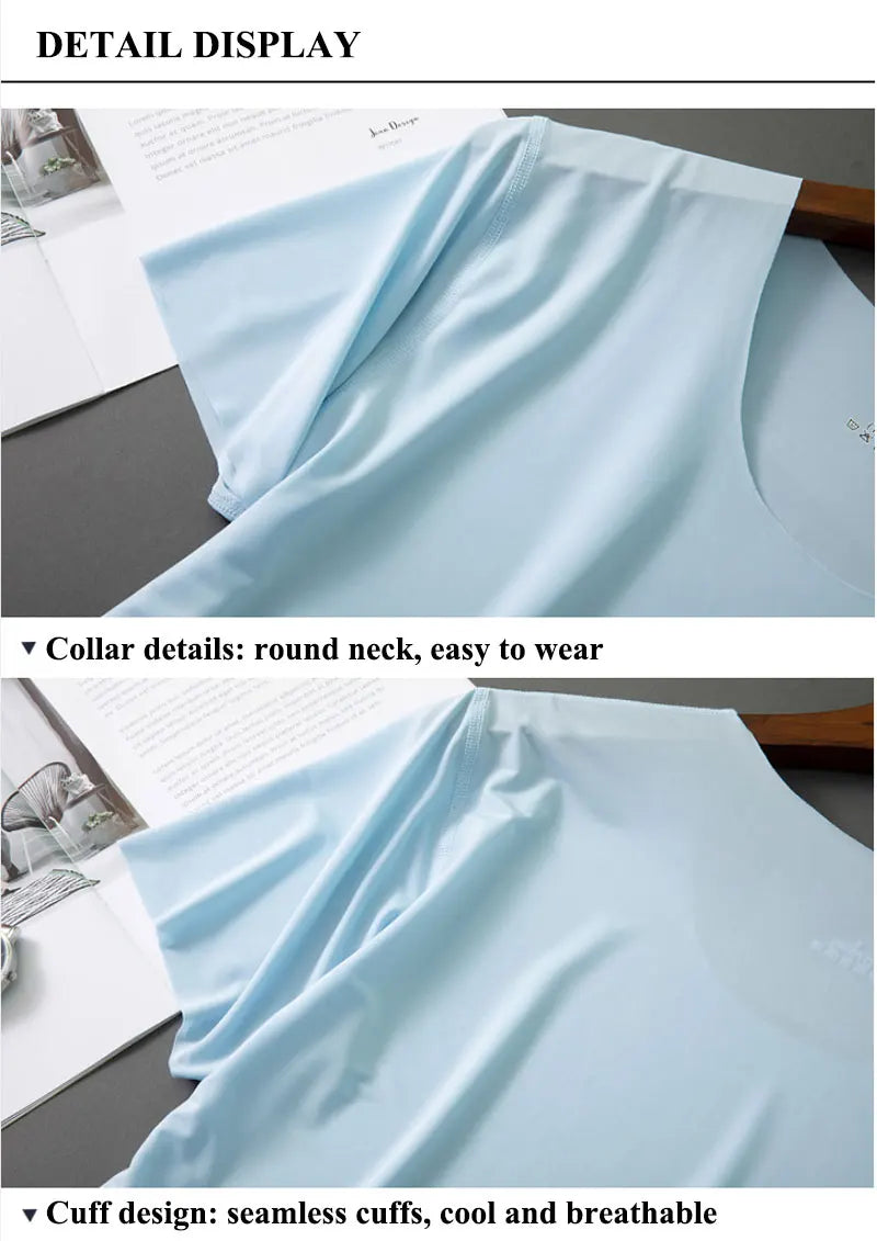 Men Ice Silk Pajamas Solid Shirt & Pants 2Pcs Pijamas Sleep Set Casual Male Home Clothes Summer Pyjamas Sleepwear Nightwear Suit