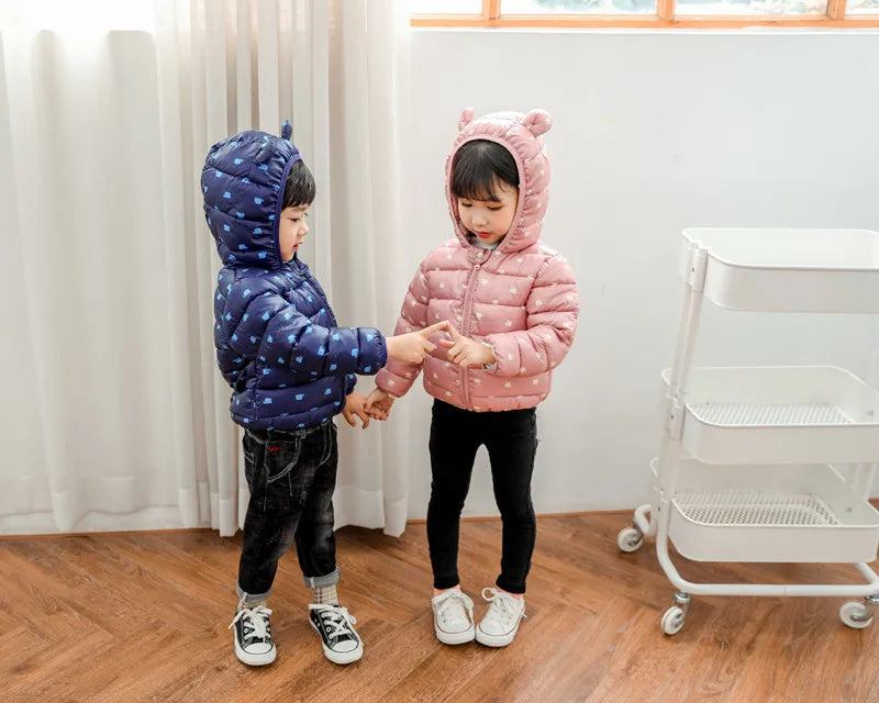 Baby Girls Hooded Down Jackets For Kids Coats Autumn Boys Cartoon Warm Jacket Coat Jacket Toddler Girl Zipper Jacket Outerwear