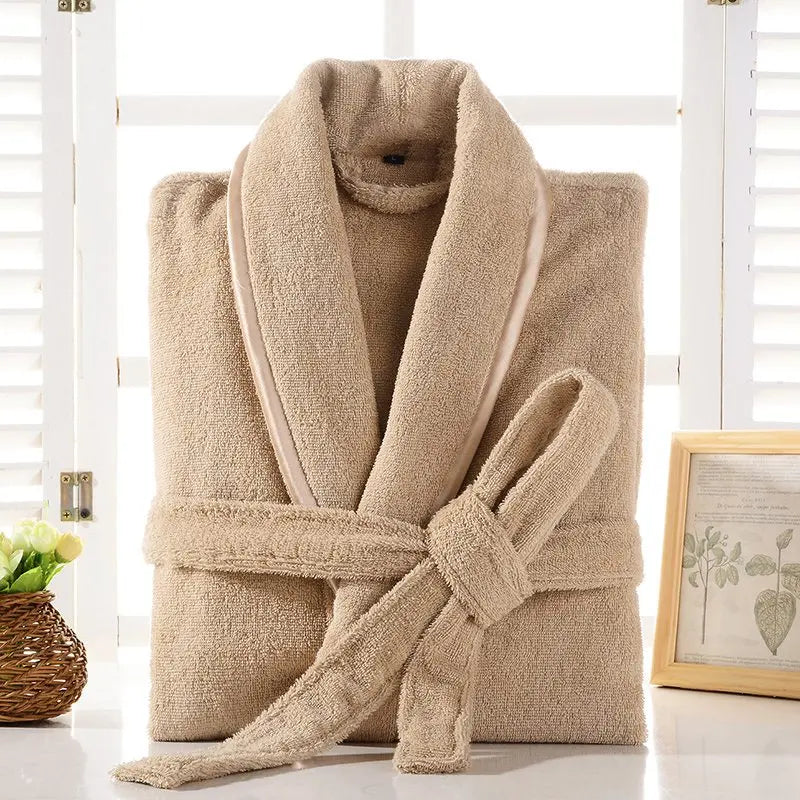 Bathrobe Men 100% Cotton White Terry Fleece Towel Winter Robes Men's Robe Long Robe For Men Absorbent Bathrobes Home Clothes