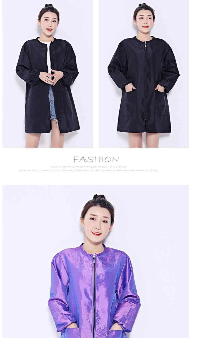 Hair Salon Work Clothes Pet Grooming Uniforms Long Sleeve Beauty Salon Smock Barber Shop Hairdresser Robe Anti Hair Gown Y1206