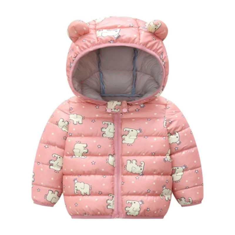 Baby Girls Hooded Down Jackets For Kids Coats Autumn Boys Cartoon Warm Jacket Coat Jacket Toddler Girl Zipper Jacket Outerwear