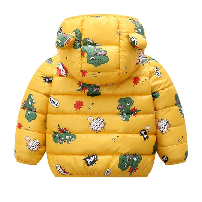Baby Girls Hooded Down Jackets For Kids Coats Autumn Boys Cartoon Warm Jacket Coat Jacket Toddler Girl Zipper Jacket Outerwear