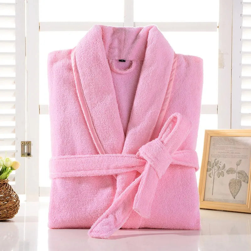 Bathrobe Men 100% Cotton White Terry Fleece Towel Winter Robes Men's Robe Long Robe For Men Absorbent Bathrobes Home Clothes