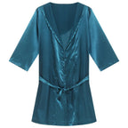 Mens Hooded Bath Robe Short Sleeve House Robe Satin Silk Lounge Bathrobes with Belt Men's Pajamas Homme Kimono Robes Sleepwear