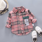 Boys Shirts Plaid Long Sleeve Shirt Boy Tops Clothes Tees 1 2 3 4 Years