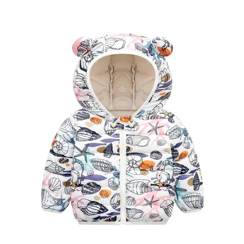 Baby Girls Hooded Down Jackets For Kids Coats Autumn Boys Cartoon Warm Jacket Coat Jacket Toddler Girl Zipper Jacket Outerwear