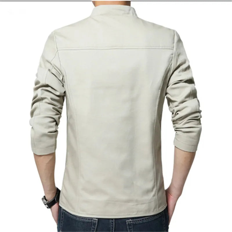 Mens Jacket Fashion Standing Collar Jackets Size M-5XL Solid