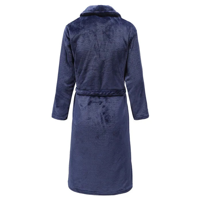 Autumn/Winter Men Nightgown Kimono Bathrobe Gown Coral Fleece Negligee V-neck Intimate Lingerie Solid Colour Sleepwear