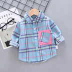 Boys Shirts Plaid Long Sleeve Shirt Boy Tops Clothes Tees 1 2 3 4 Years