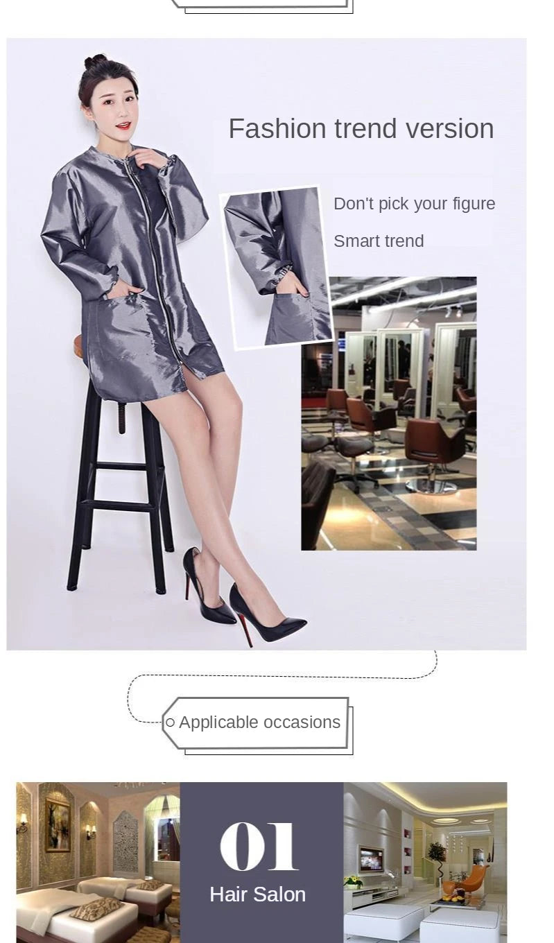 Hair Salon Work Clothes Pet Grooming Uniforms Long Sleeve Beauty Salon Smock Barber Shop Hairdresser Robe Anti Hair Gown Y1206