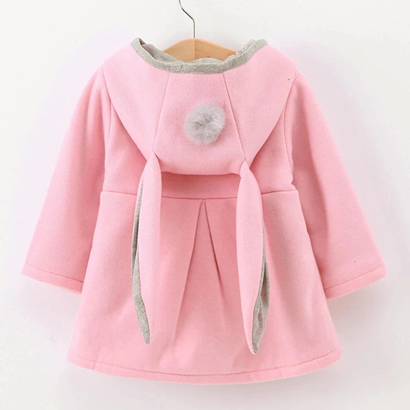Baby Girls Jacket in Spring Rabbit Ears Coat Children Clothes Outerwear Autumn Kids Warm Cotton Dress Jacket Infant Girl Coat