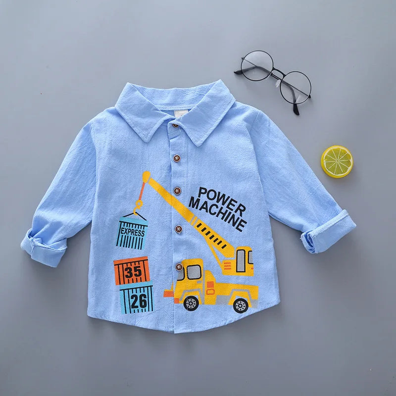 Boys Shirts Plaid Long Sleeve Shirt Boy Tops Clothes Tees 1 2 3 4 Years