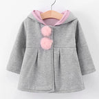 Baby Girls Jacket in Spring Rabbit Ears Coat Children Clothes Outerwear Autumn Kids Warm Cotton Dress Jacket Infant Girl Coat