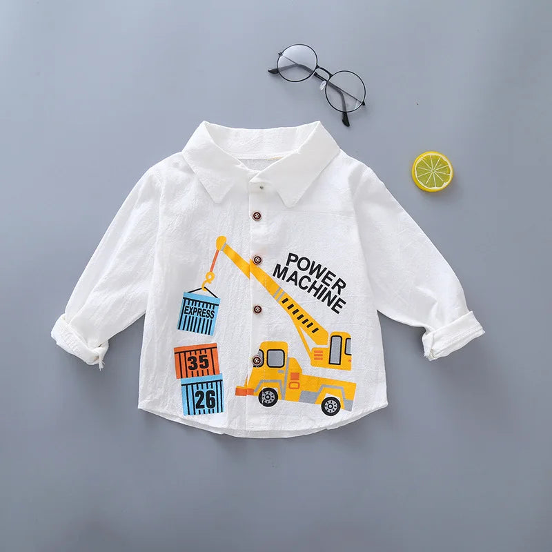 Boys Shirts Plaid Long Sleeve Shirt Boy Tops Clothes Tees 1 2 3 4 Years