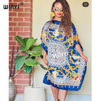 Printed Dresses For Women 2021 Fashion Design Loose Dress Batwing Maxi Long Femme Vestidos Summer Autumn Party Elegant Dress