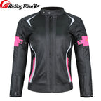 Woman Lady Girl Motorcycle Jacket Summer Breathable Motorbike Armor Coat with 5pcs Protective Pads and Waterproof Liner JK-52