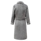Autumn/Winter Men Nightgown Kimono Bathrobe Gown Coral Fleece Negligee V-neck Intimate Lingerie Solid Colour Sleepwear