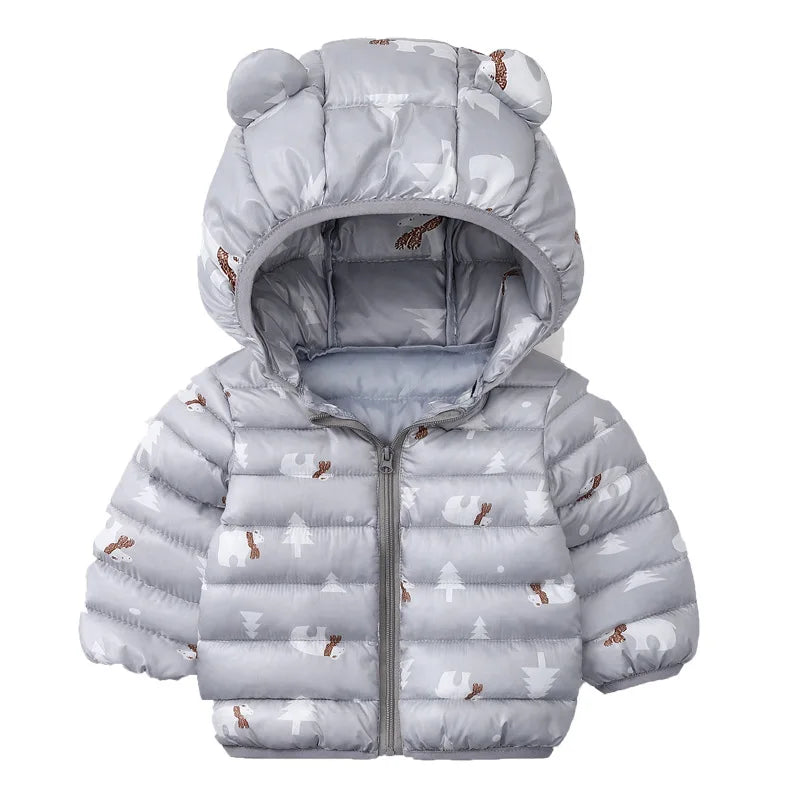 Baby Girls Hooded Down Jackets For Kids Coats Autumn Boys Cartoon Warm Jacket Coat Jacket Toddler Girl Zipper Jacket Outerwear