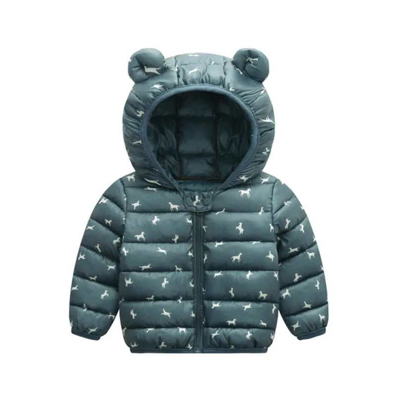 Baby Girls Hooded Down Jackets For Kids Coats Autumn Boys Cartoon Warm Jacket Coat Jacket Toddler Girl Zipper Jacket Outerwear