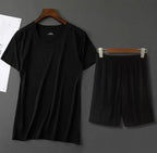 Men Ice Silk Pajamas Solid Shirt & Pants 2Pcs Pijamas Sleep Set Casual Male Home Clothes Summer Pyjamas Sleepwear Nightwear Suit