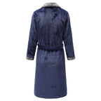 Autumn/Winter Men Nightgown Kimono Bathrobe Gown Coral Fleece Negligee V-neck Intimate Lingerie Solid Colour Sleepwear