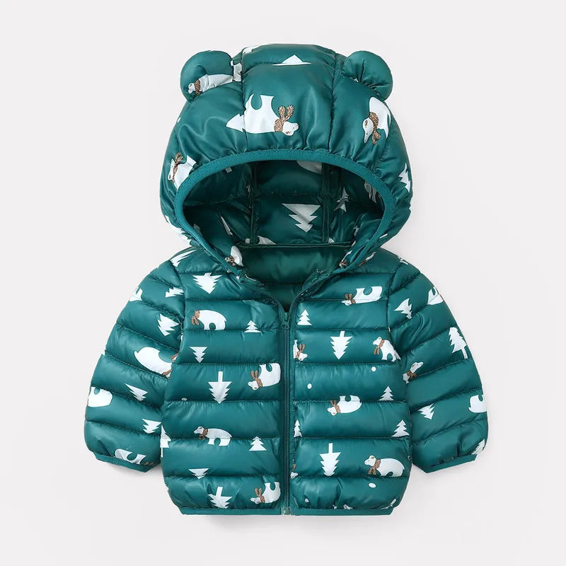 Baby Girls Hooded Down Jackets For Kids Coats Autumn Boys Cartoon Warm Jacket Coat Jacket Toddler Girl Zipper Jacket Outerwear