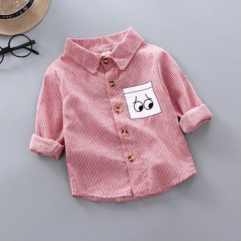 Boys Shirts Plaid Long Sleeve Shirt Boy Tops Clothes Tees 1 2 3 4 Years