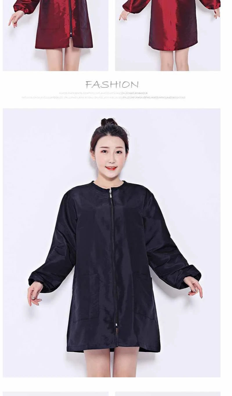 Hair Salon Work Clothes Pet Grooming Uniforms Long Sleeve Beauty Salon Smock Barber Shop Hairdresser Robe Anti Hair Gown Y1206