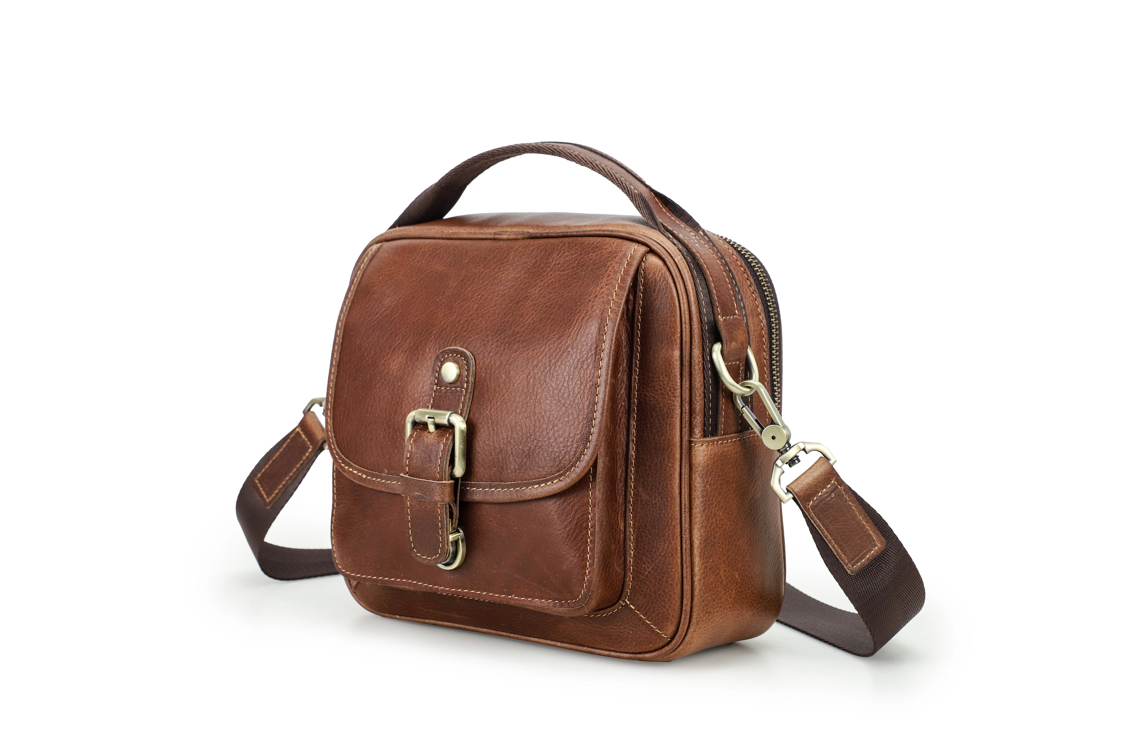 Contact's Factory Hot Sell Men's Vintage Genuine Leather Crossbody Messenger Bag New Shoulder Bag for Men Handbag Luxury